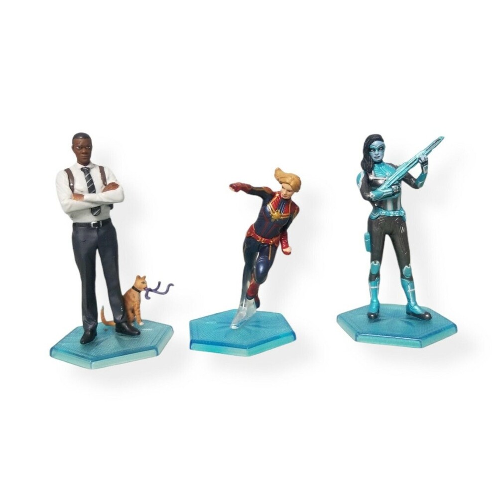 Captain Marvel Nick Fury with Goose, & Minn-Erva Disney Action Figure Cake Toper